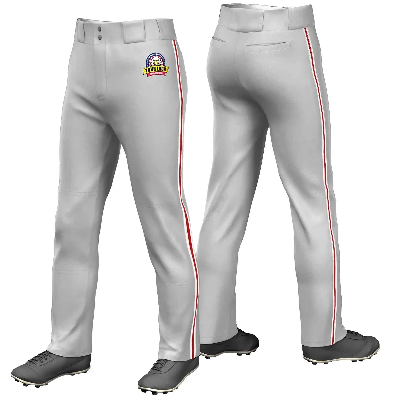 Massive Deal Custom Gray White Red-White Classic Fit Stretch Practice Loose-fit Baseball Pants