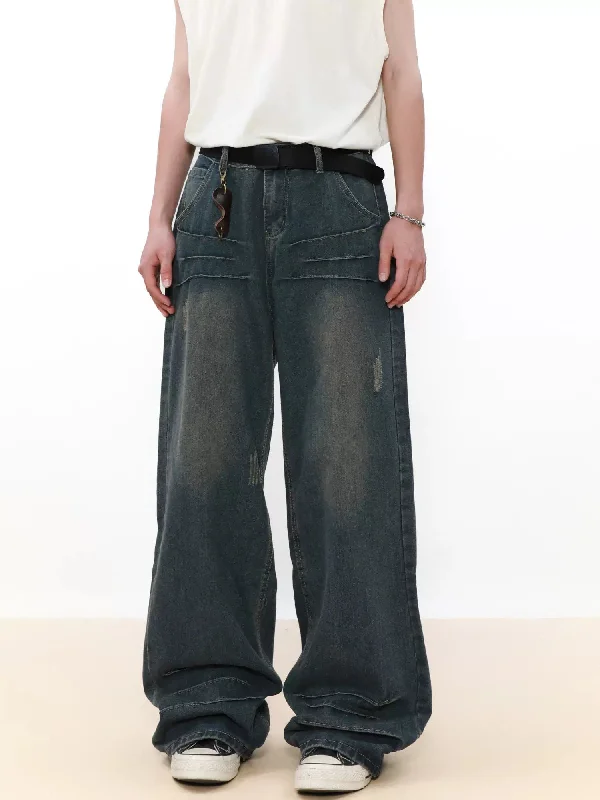 Early Bird Discount Minimal Distressed Detail Faded Jeans