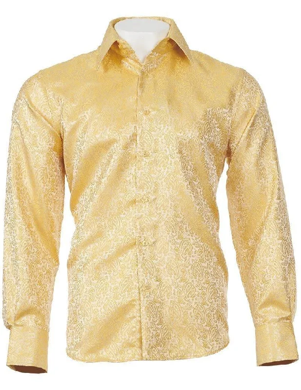 Super Savings Long Sleeve Light Gold Paisley Jacquard Shirt