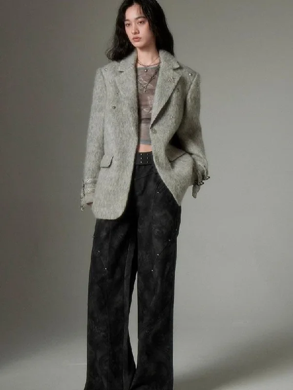 Bonus Savings Retro metal rivets leather pants【s0000004869】