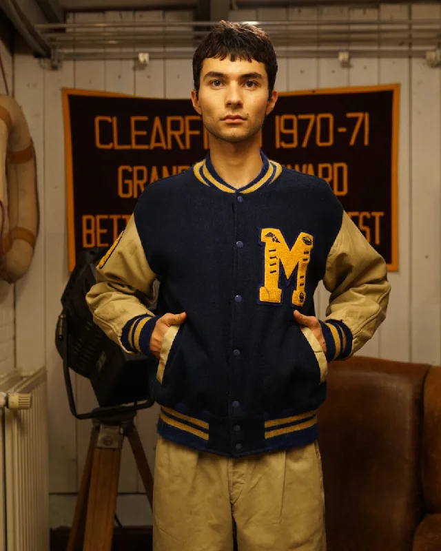 Massive Savings Blue and Creme M Varsity Jacket (M/L)