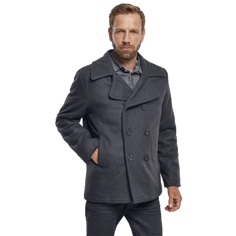 YEAR-End Sale Brandit Pea Coat Anthracite Grey
