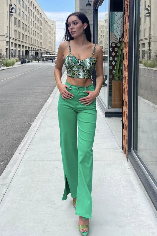 Year-End Clearance Front Slit Wide Leg Tencel Pants