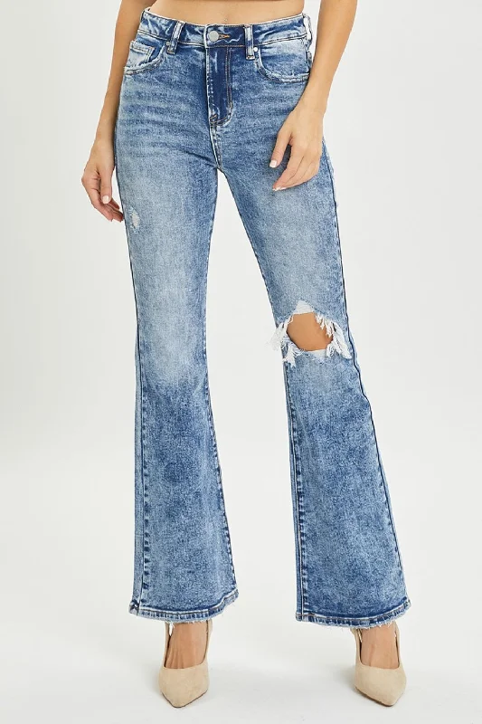 Weekend-Only Price Drops High Rise Distressed Flare Jeans