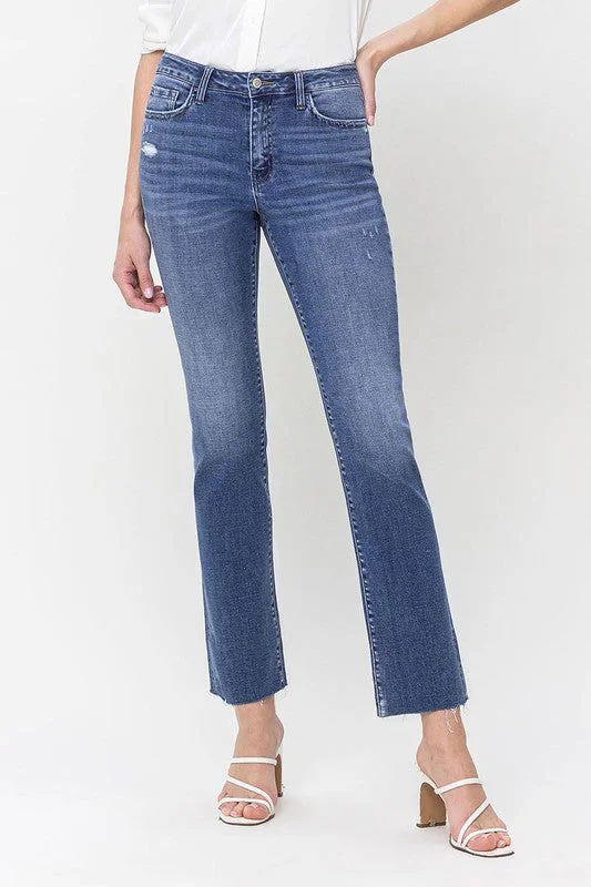 Early Access High Rise Straight Jean With Raw Hem