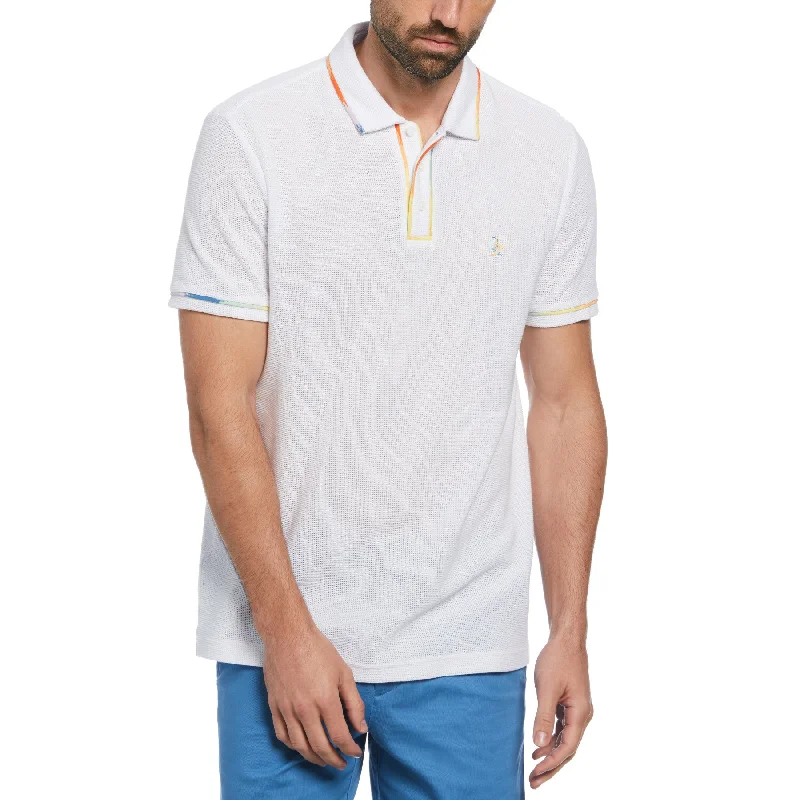 Special Price Space Dye Mesh Polo Shirt In Bright White