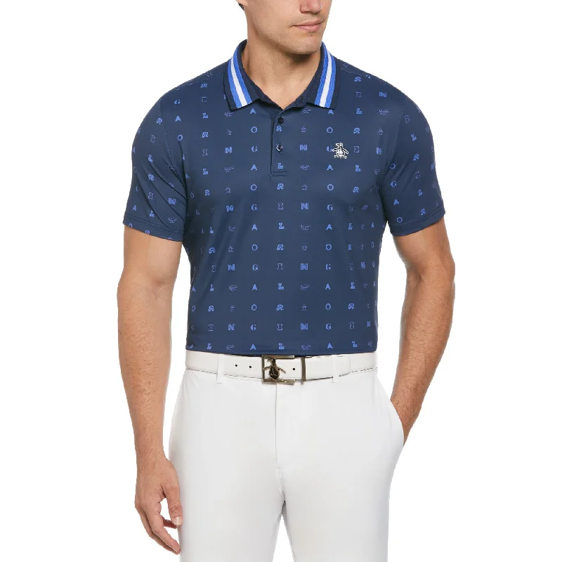 Super Savings Original Printed Golf Polo Shirt In Black Iris