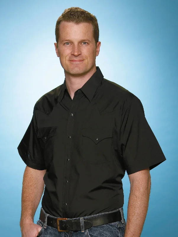Don't Wait Ely & Walker Mens Solid Black Western Shirt S/S Poly/Cotton Tall