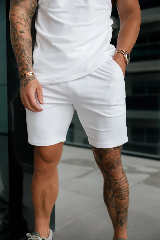 Special Discount Father Sons White Elasticated Shorts - FSH901