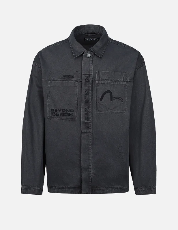 Low Prices Logo Embroidery Garment Washed Shirt Jacket