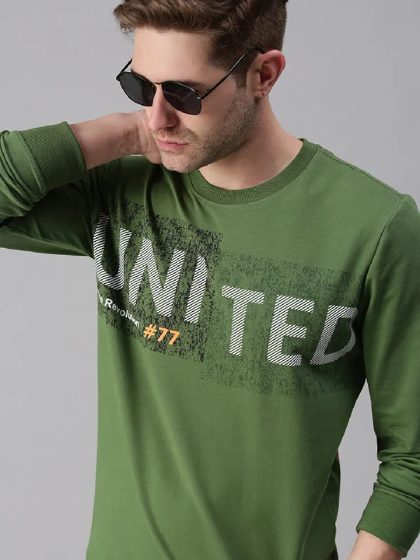 Weekend Deals That Excite Men Printed Green Sweatshirt