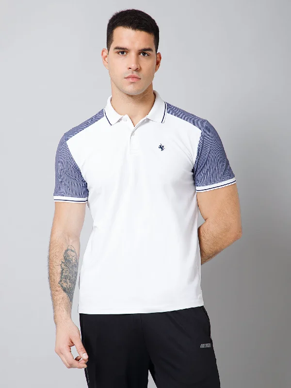 Value Pack Regular Fit Solid Polo Neck Half Sleeve White Active Wear T-Shirt for Men