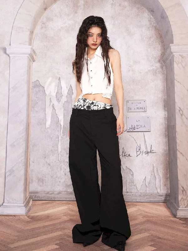 Don't Wait Fake two-piece design clash suit pants【s0000004754】