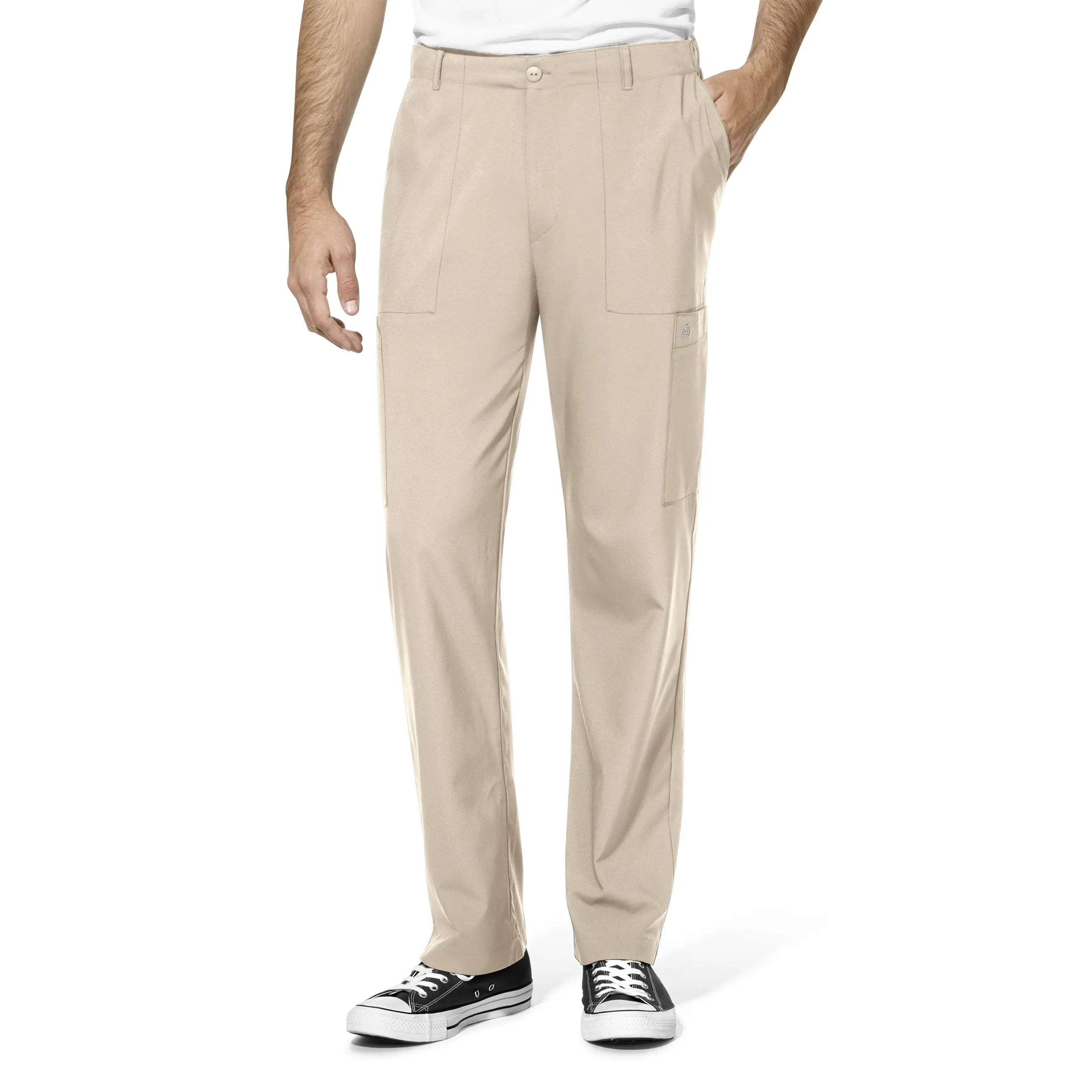 Cash Savings Wink Men's Flat Front Cargo Scrub Pant - Khaki