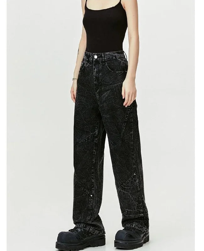 Daily Deals Lightning Washed Pattern  Jeans