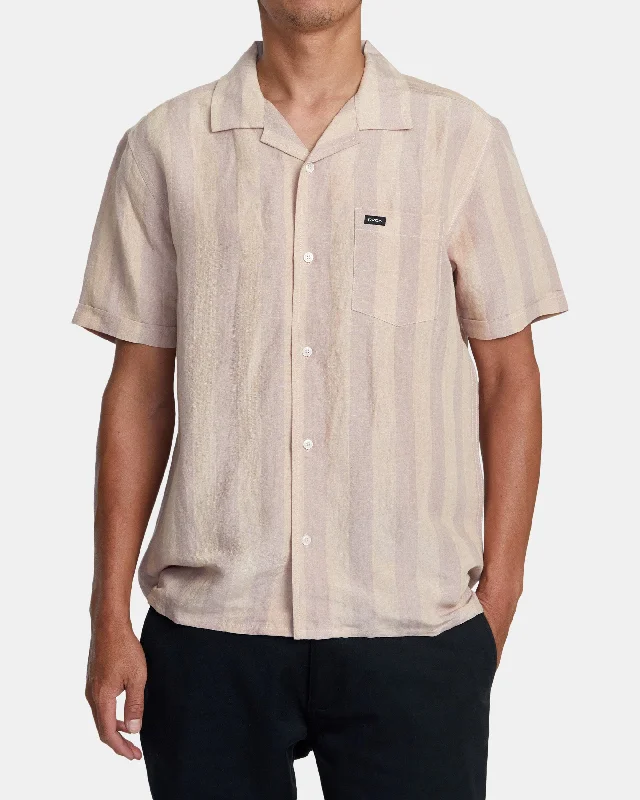 Early Bird Discount Love Stripe Short Sleeve Shirt - Pale Mauve