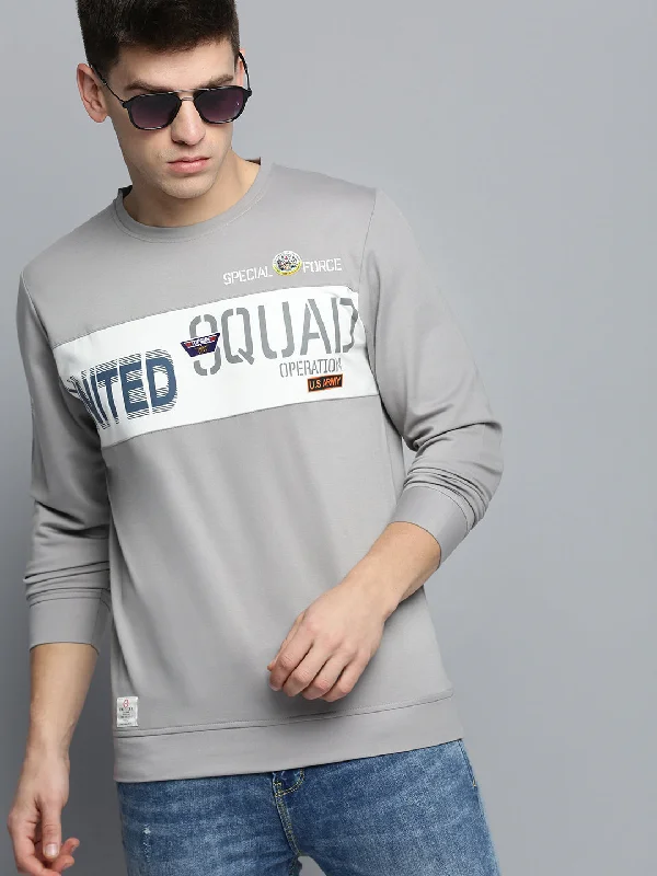 Unmissable Offer Men Grey Printed Casual Sweatshirt