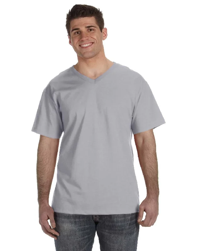Limited Availability Fruit of the Loom 5 oz. 100% Heavy Cotton HD V-Neck T-Shirt | Athletic Heather