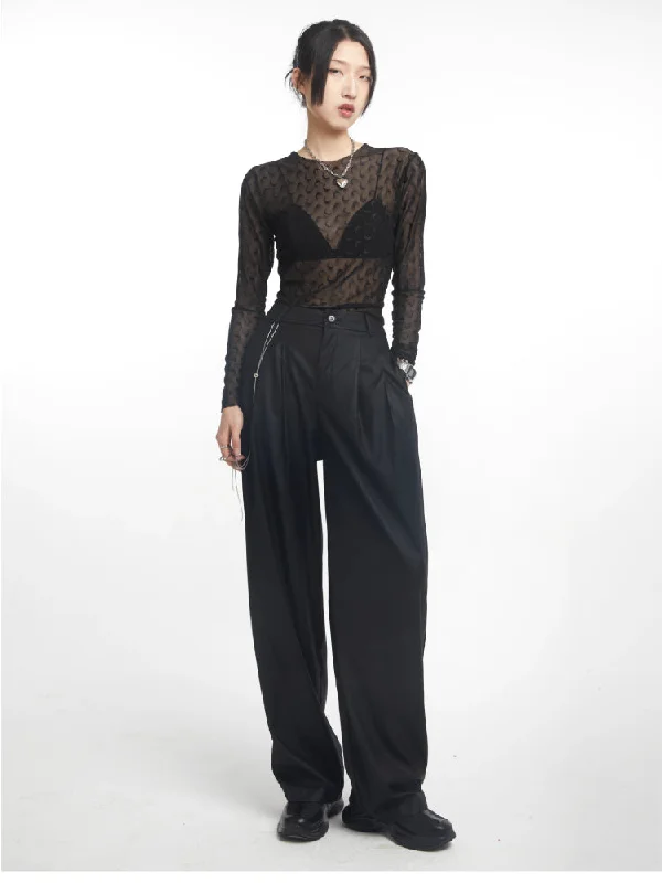 Year-End Deals High waist wide leg pants【s0000006717】