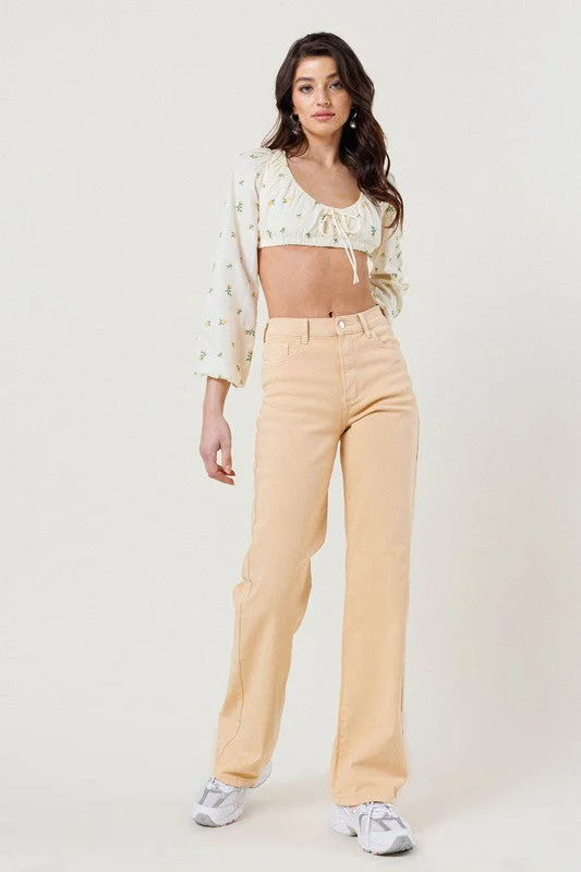 Limited Time Offer High Waisted Wide Cut Straight Leg Jeans
