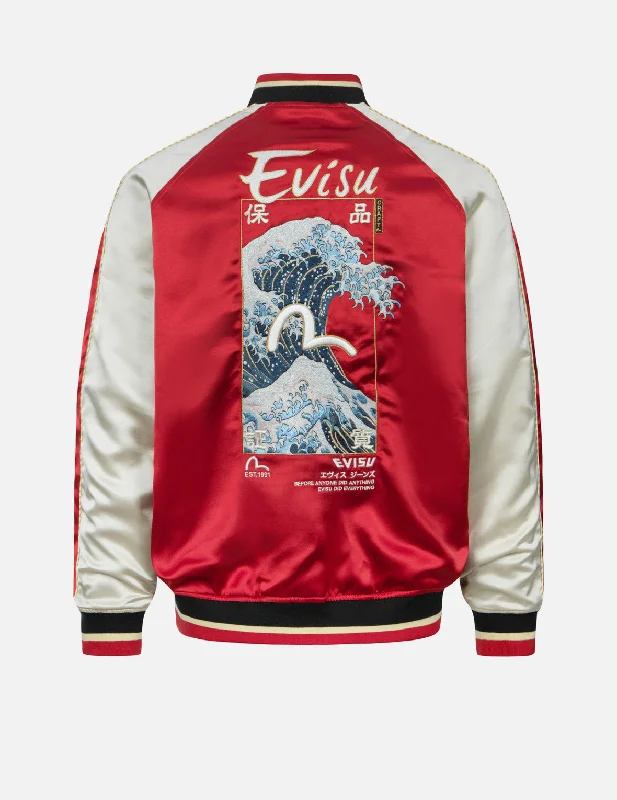 Sale Event Seagull and The Great Wave Embroidery Reversible Loose Fit Souvenir Jacket Sale Event Seagull and The Great Wave Embroidery Reversible Loose Fit Souvenir Jacket