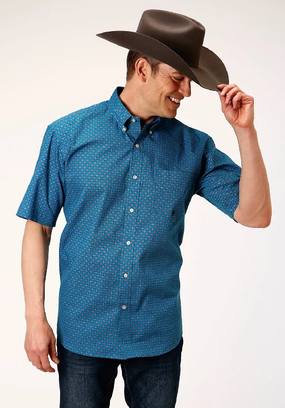 Can't Miss Roper Mens Purple 100% Cotton Circuit Foulard BD S/S 1 Pocket Shirt