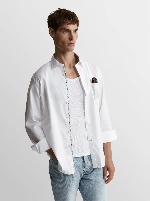 Fantastic Offers Plain Statement Twill Slim Fit White Shirt