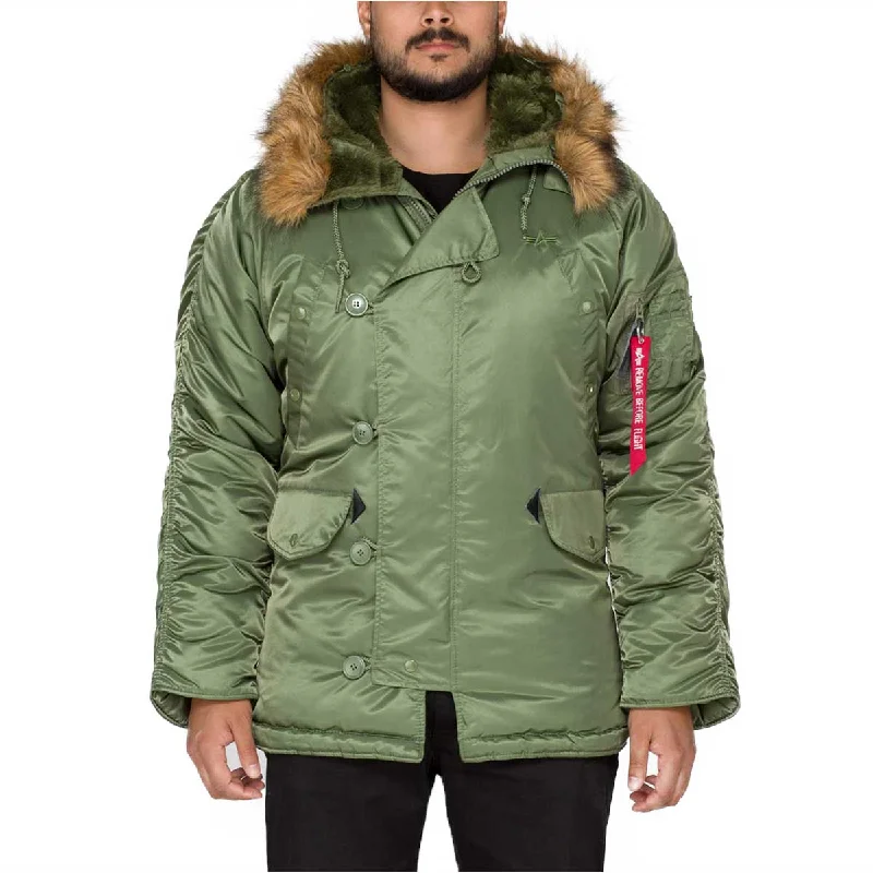 Act Now Alpha Industries N3B Hooded Parka Sage Green
