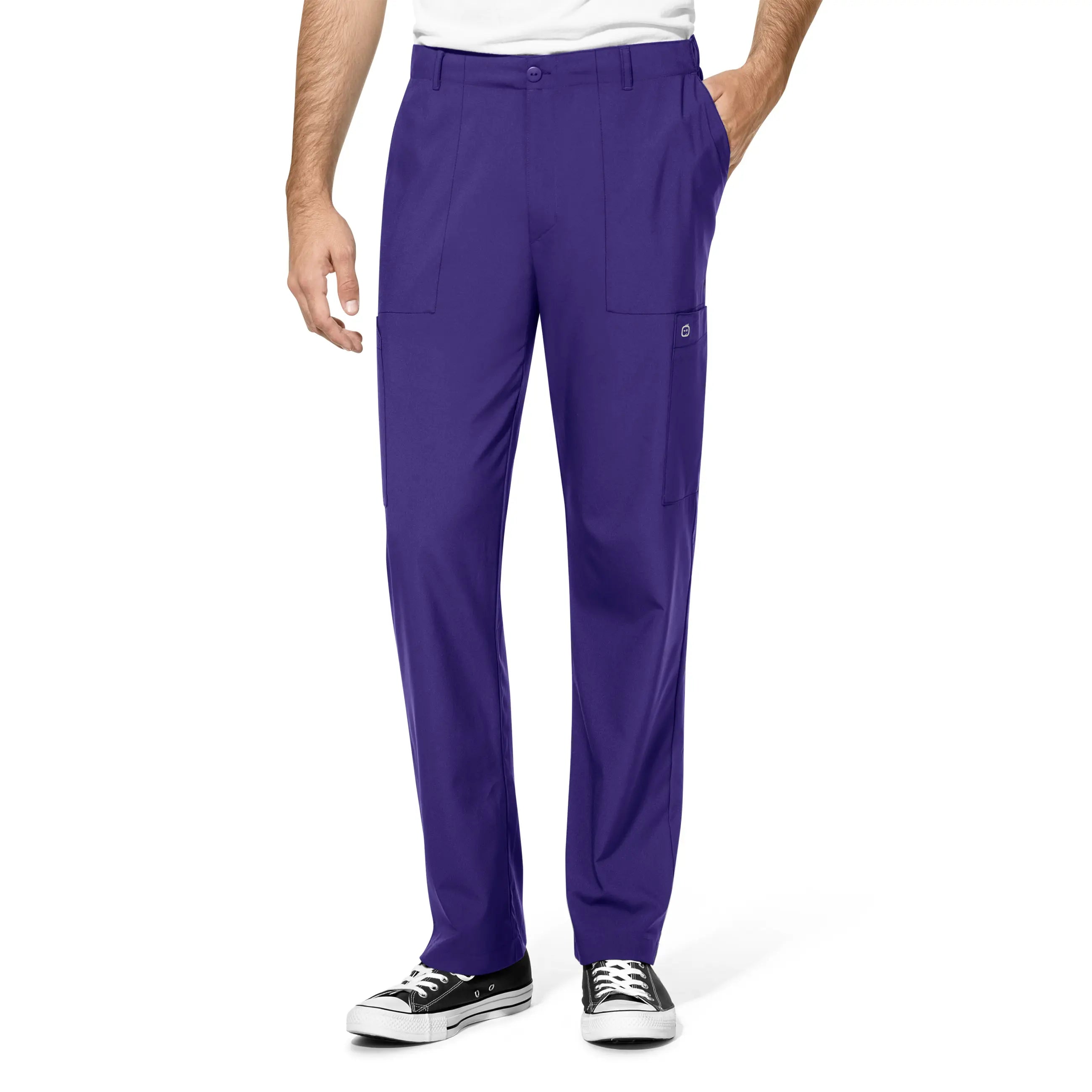 Now or Never Wink Men's Flat Front Cargo Scrub Pant - Grape