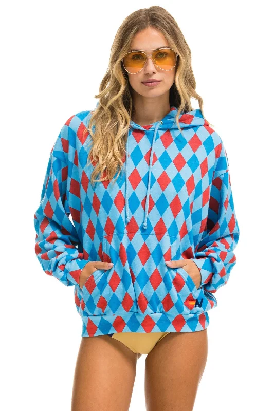 Limited Time Offer DIAMOND REPEAT SMILEY RELAXED PULLOVER HOODIE - SKY
