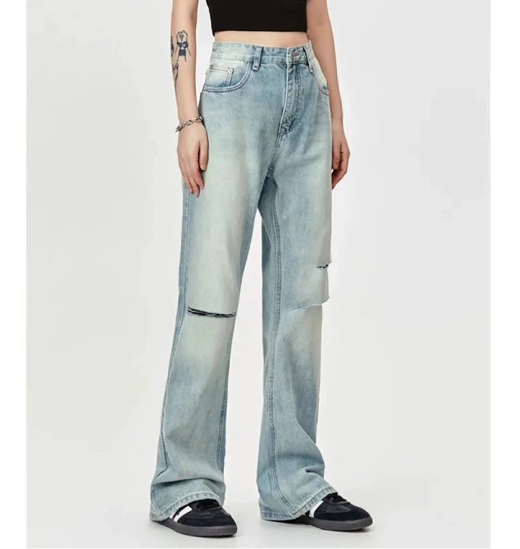 Clearance Items Faded Ripped Knee Jeans