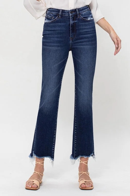 Weekend Savings Spectacle High Rise Distressed Hem Kick Flare Jeans
