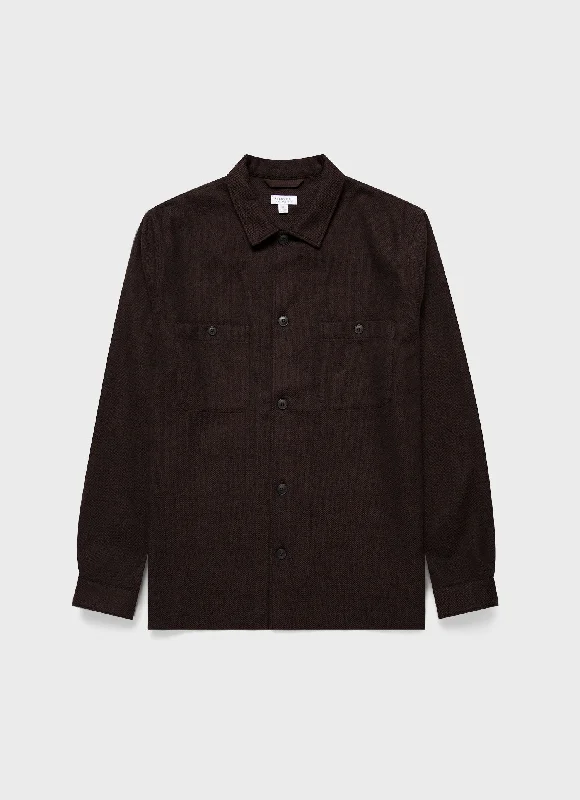 Major Savings Men's Herringbone Overshirt in Cocoa Brown