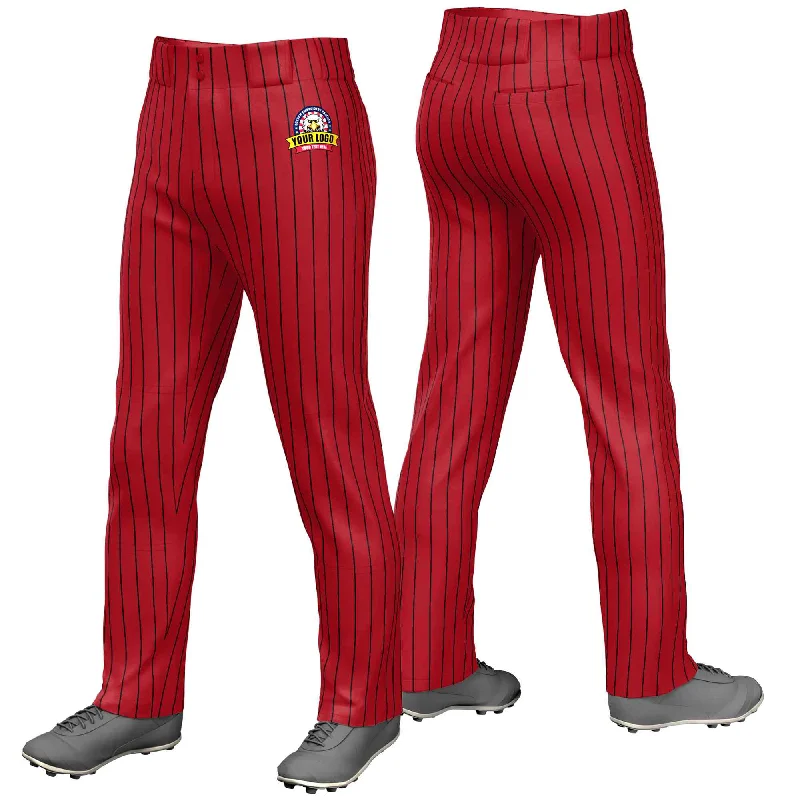 Super Deal Custom Red Black Pinstripe Fit Stretch Practice Loose-fit Baseball Pants