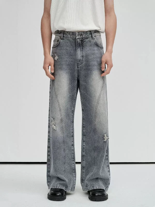 Savings Event Distressed Spots Faded Jeans