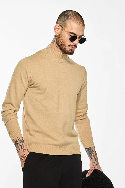 Weekend Discounts to Grab Core Lab Beige Mockneck Sweater