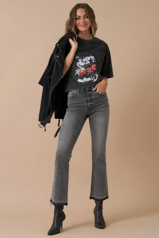 Price Break High Rise Crop Boot Denim