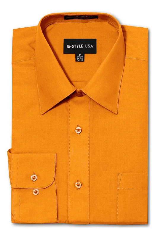 Reduced Rates Men's Basic Solid Color Button Up Dress Shirt (Orange)