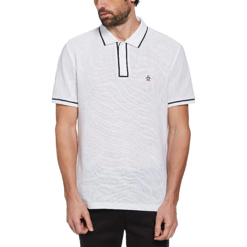 Savings Galore Icons Organic Cotton Bentley Mesh Short Sleeve Polo Shirt In Bright White