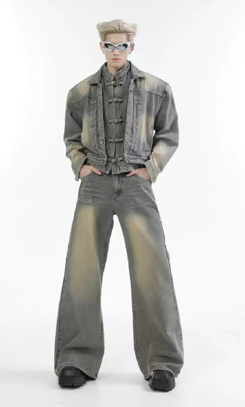 Midnight Madness Faded & Layered Denim Jacket & Jeans Set