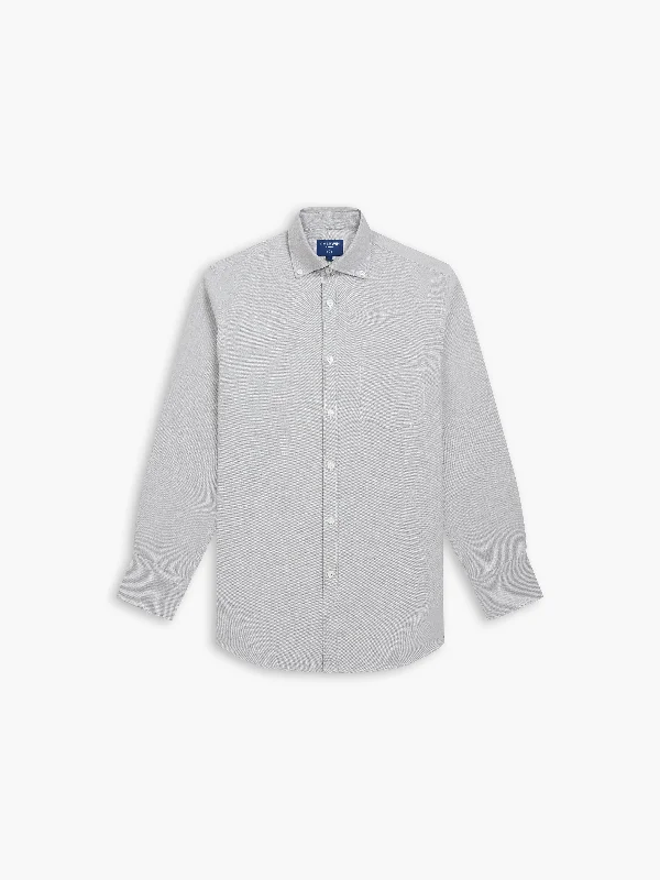 Midnight Madness Light Grey Oxford Slim Fit Button Down Collar Casual Shirt