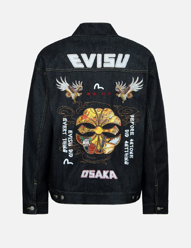 Weekend Offers That Thrill Japanese-graphic Kamon Appliqué Denim Kimono