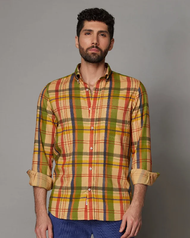 Closeout Japanese Beige Multicoloured Checked Shirt