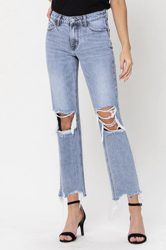 Discount Mania Super High Rise 90's Straight Crop Jeans
