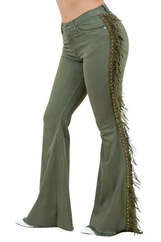 Time-Limited Offer Texas Sun Bell Bottom Jean in Olive