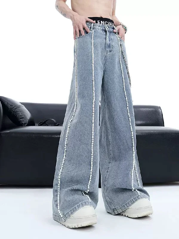 Weekend Price Cuts Galore Beaded Seam Lines Jeans