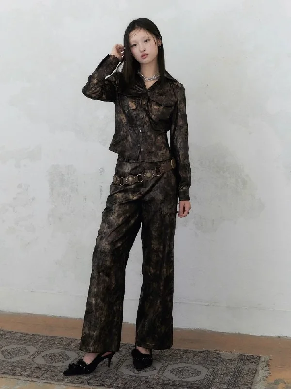 Discount Days High-waisted vintage chic wide-leg pants【s0000004954】