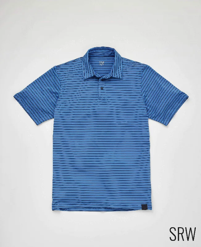 Weekend Specials You Can't Miss Blue Navy Stripe Short Sleeve Active Polo Shirt