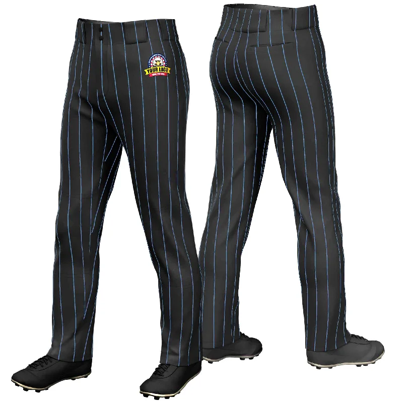 Time-Sensitive Custom Black Light Blue Pinstripe Fit Stretch Practice Loose-fit Baseball Pants