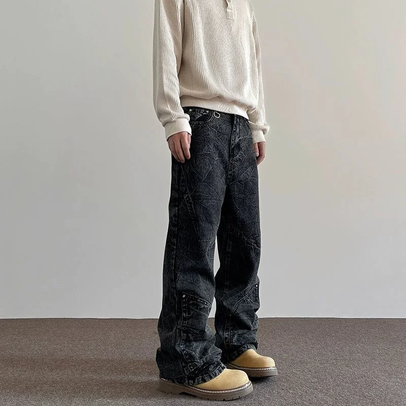 Buy Now Washed Effect Lines Jeans